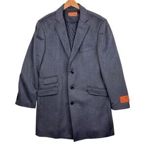 NWT Enzo Tovare Luxe Italy 46L Double Breasted Wool Cashmere Gray Trench Coat